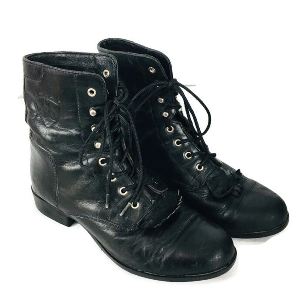 Ariat Black Leather Lace Up combat Boots Size 6.5